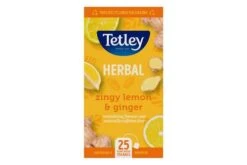 Tetley Lemon & Ginger String Tag Tea Bag Pack Size: 6 X 25
