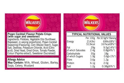 Walkers Prawn Cocktail Crisps 32.5g Pack Size: 32 X 32.5g 6 Walkers Prawn Cocktail Crisps 32.5g Pack Size: 32 X 32.5g - Image 4