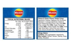 Walkers Cheese & Onion Crisps 32.5g Pack Size: 32 X 32.5g -Snack Store 115408 4
