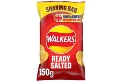 Walkers Ready Salted Sharing Crisps 150g Pack Size: 6 X 150g