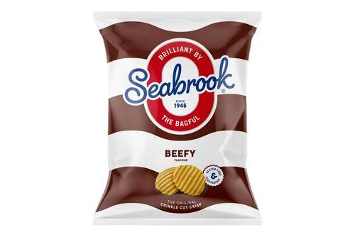 Seabrook Crinkle Cut Beefy Flavour Crisps Pack Size: 32 X 31.8g 3 Seabrook Crinkle Cut Beefy Flavour Crisps Pack Size: 32 X 31.8g