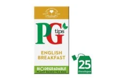 PG Tips English Breakfast Tea 25 Enveloped Bags Pack Size: 6 X 25