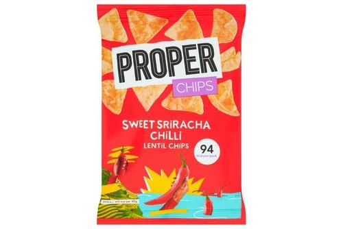 Properchips Sweet Sriracha & Chilli Lentil Chips 20g Pack Size: 24 X 20g 4 Properchips Sweet Sriracha & Chilli Lentil Chips 20g Pack Size: 24 X 20g - Image 2