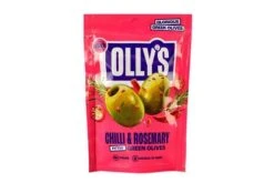 Olly's Olives Chilli & Rosemary Green Halkidiki Olives 50G Pack Size: 12 X 50g