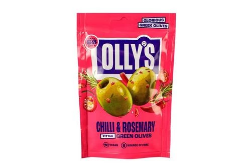 Olly's Olives Chilli & Rosemary Green Halkidiki Olives 50G Pack Size: 12 X 50g 3 Olly's Olives Chilli & Rosemary Green Halkidiki Olives 50G Pack Size: 12 X 50g
