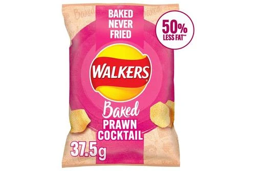 Walkers Baked Prawn Cocktail Snacks 37.5g Pack Size: 32 X 37.5g 3 Walkers Baked Prawn Cocktail Snacks 37.5g Pack Size: 32 X 37.5g