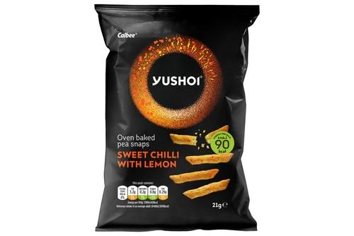 Yushoi Sweet Chilli With Lemon Pea Snaps 21g Pack Size: 24 X 21g 3 Yushoi Sweet Chilli With Lemon Pea Snaps 21g Pack Size: 24 X 21g
