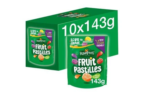 Rowntree's Fruit Pastilles Vegan Friendly Sweets Sharing Pouch 143g Pack Size: 10 X 143g 3 Rowntree's Fruit Pastilles Vegan Friendly Sweets Sharing Pouch 143g Pack Size: 10 X 143g