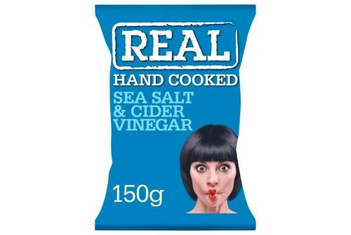 Real Salt & Malt Vinegar Crisps Pack Size: 12 X 150g 3 Real Salt & Malt Vinegar Crisps Pack Size: 12 X 150g