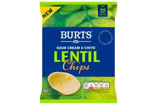 Burts Sour Cream & Chive Lentil Chips Pack Size: 16 X 20g 3 Burts Sour Cream & Chive Lentil Chips Pack Size: 16 X 20g