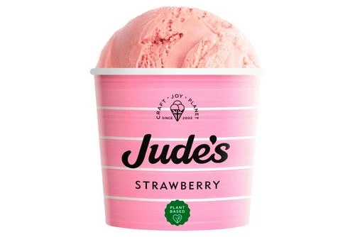 Jude's Vegan Strawberry Ice Cream Tub Pack Size: 24 X 100ml 3 Jude's Vegan Strawberry Ice Cream Tub Pack Size: 24 X 100ml