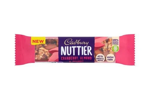 Cadbury Nuttier Cranberry, Almond & Peanut Chocolate Bar 40g Pack Size: 15 X 40g 2 Cadbury Nuttier Cranberry, Almond & Peanut Chocolate Bar 40g Pack Size: 15 X 40g