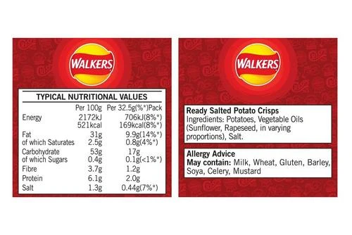 Walkers Ready Salted Crisps 32.5g Pack Size: 48 X 32.5g 6 Walkers Ready Salted Crisps 32.5g Pack Size: 48 X 32.5g - Image 4