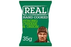 Real Handcooked Strong Cheese & Onion Flavour Potato Crisps 35g Pack Size: 48 X 35g