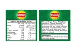 Walkers Salt & Vinegar Crisps 45g Pack Size: 32 X 45g -Snack Store 87617 4
