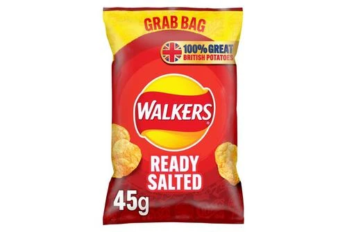 Walkers Ready Salted Crisps 45g Pack Size: 32 X 45g 3 Walkers Ready Salted Crisps 45g Pack Size: 32 X 45g