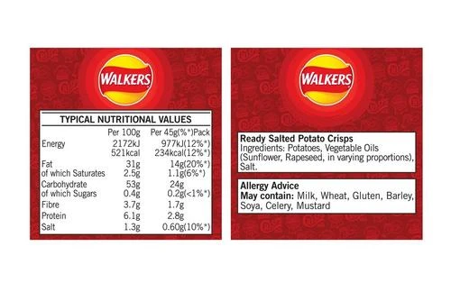 Walkers Ready Salted Crisps 45g Pack Size: 32 X 45g 6 Walkers Ready Salted Crisps 45g Pack Size: 32 X 45g - Image 4