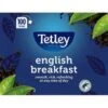 Tetley English Breakfast String & Tag Teabags Pack Size: 1 X 100 -Snack Store 8798 1