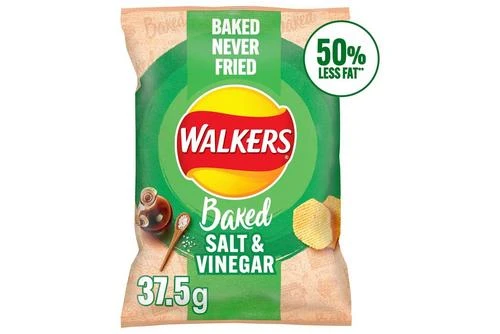 Walkers Baked Salt & Vinegar Snack Crisps 37.5g Pack Size: 32 X 37.5g 3 Walkers Baked Salt & Vinegar Snack Crisps 37.5g Pack Size: 32 X 37.5g
